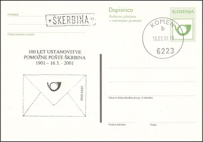 100 LET USTANOVITVE POMOŽNE POŠTE ŠKRBINA
